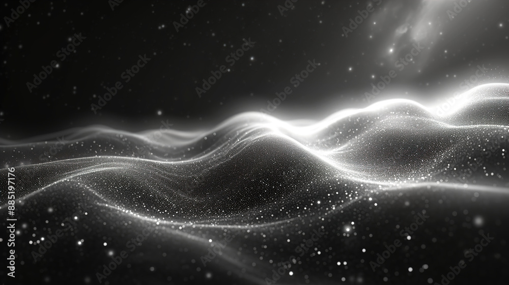 Monochrome dark black and silver silk abstract wave pattern Monochrome dark black and silver silk abstract wave pattern