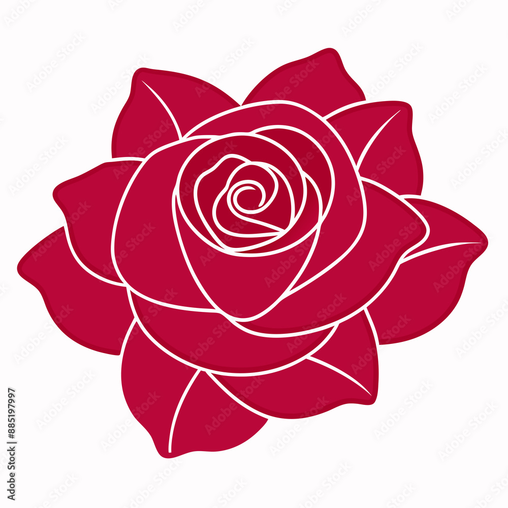 A elegant rose with a simple, bold outline A elegant rose with a simple, bold outline