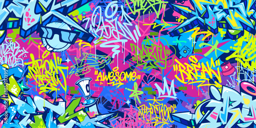 Trendy Abstract Hip Hop Urban Street Art Graffiti Style Vector Illustration Background Template