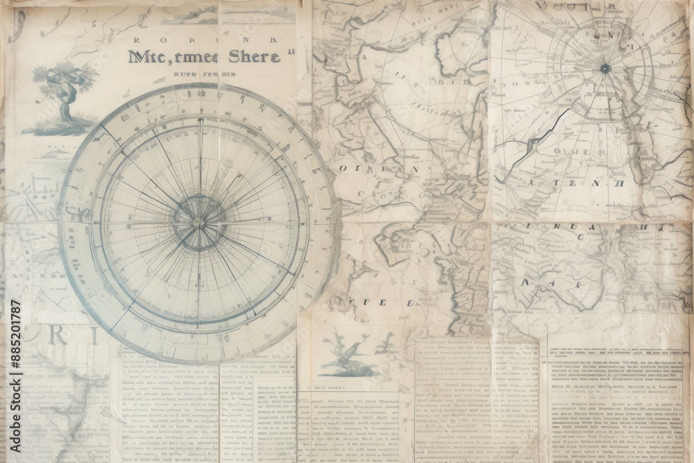 Compass on map border backgrounds paper space. Compass on map border backgrounds paper space.