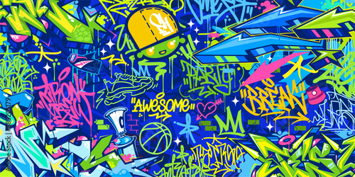Modern Abstract Hip Hop Urban Street Art Graffiti Style Vector Illustration Background Template