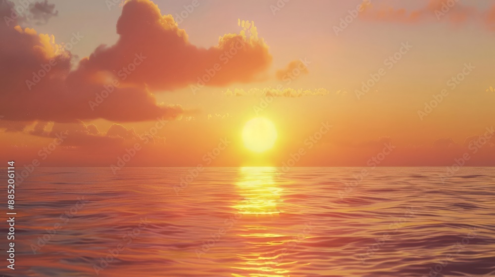 Watch the sun slowly descend to the horizon, casting a magical glow over the calm sea. A scene that epitomizes natural beauty and tranquility Watch the sun slowly descend to the horizon, casting a magical glow over the calm sea. A scene that epitomizes natural beauty and tranquility