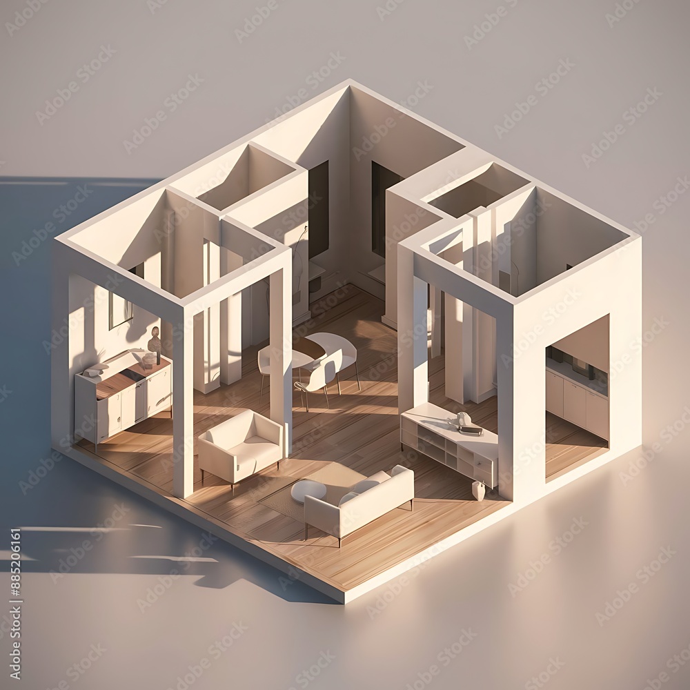 3d room isometric style background