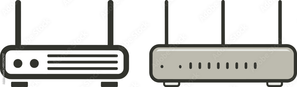 Isometric wireless router illustration set Isometric wireless router illustration set