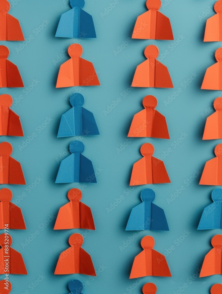 Icon of interconnected paper dolls, collaboration, seamless unity. have copy space for text, focus cover all object, deep dept of field Icon of interconnected paper dolls, collaboration, seamless unity. have copy space for text, focus cover all object, deep dept of field