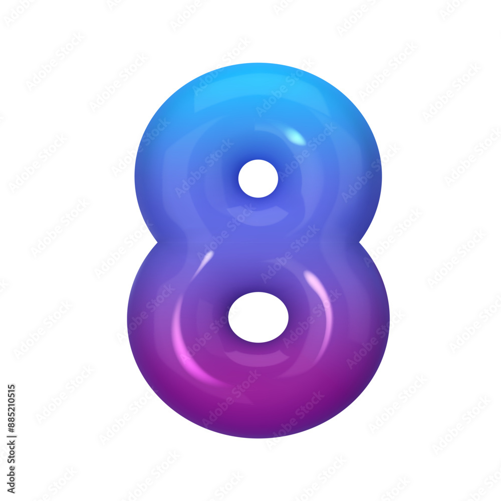 3D number 8 with blue and violet gradient. Modern, vibrant, and abstract. Perfect for digital art, graphic design, and creative projects. Vector illustration 3D number 8 with blue and violet gradient. Modern, vibrant, and abstract. Perfect for digital art, graphic design, and creative projects. Vector illustration