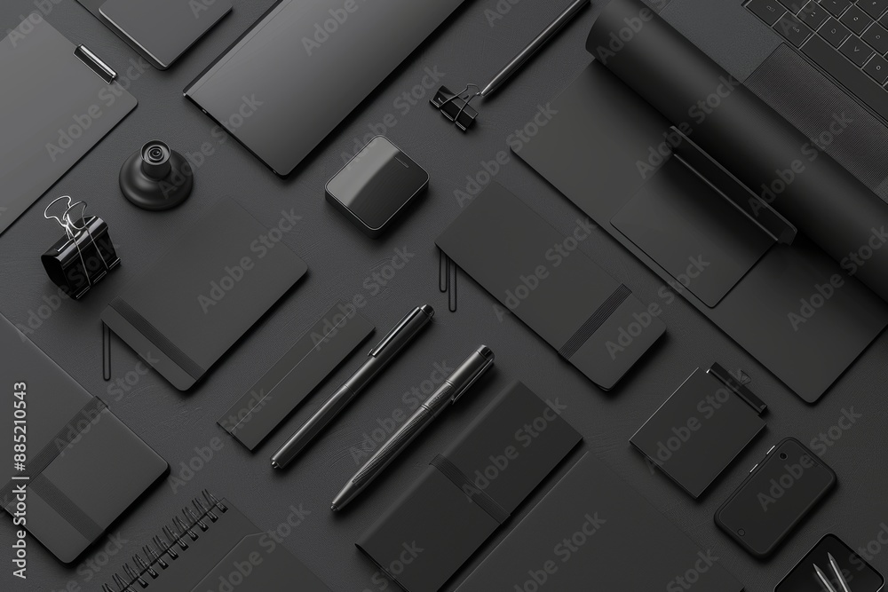Black and dark branding mockup template set Black and dark branding mockup template set