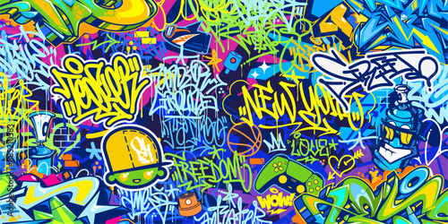 Cool Modern Abstract Hip Hop Urban Street Art Graffiti Style Vector Illustration Background Template