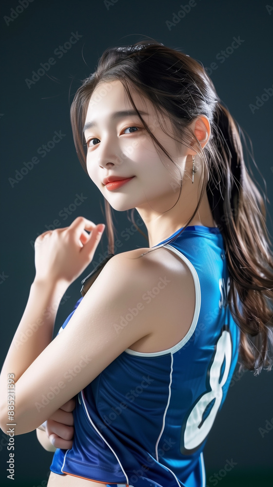 ブルーカラーの情熱的なスポーツファンの微笑み2