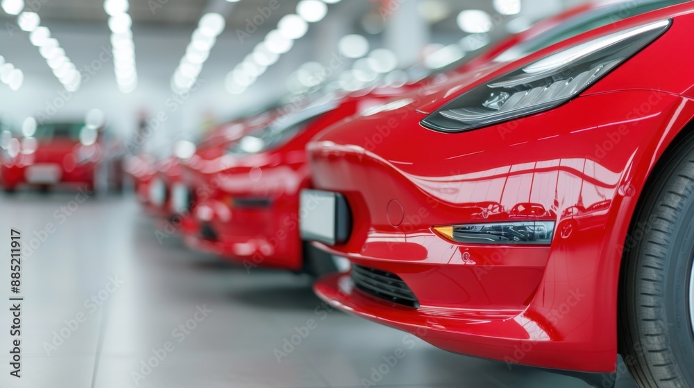 Fototapeta premium Online banner ad for a flash sale on EV cars with reduced prices, Reduction, urgency creation. have copy space for text, focus cover all object, deep dept of field