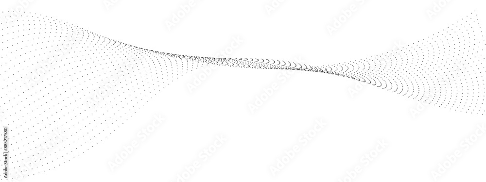 Abstract halftone flowing dots wave curved lines, frequency sound, technology curve dots lines. Digital future technology concept, science, banner, template, wallpaper, business, games. Vector Abstract halftone flowing dots wave curved lines, frequency sound, technology curve dots lines. Digital future technology concept, science, banner, template, wallpaper, business, games. Vector
