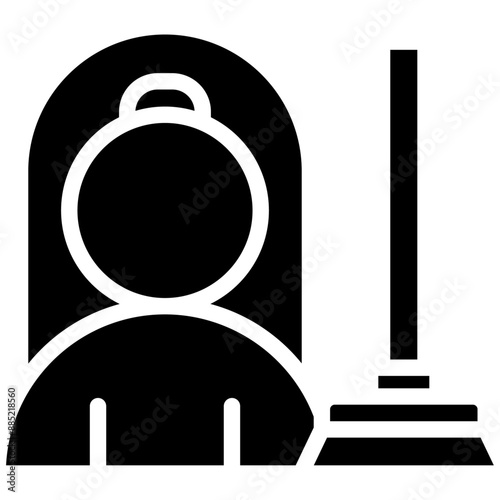 Maid vector icon illustration of Cleaning and Dusting iconset.