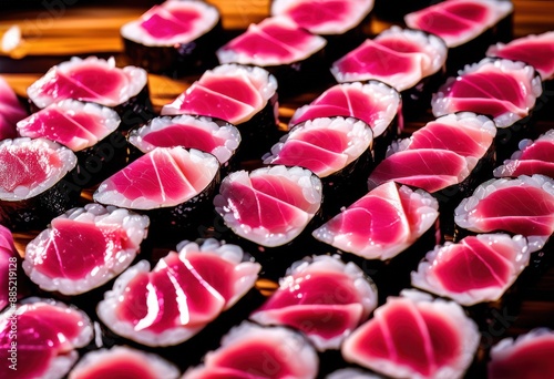 shimmering sushi grade tuna poke fresh raw fish japanese cuisine dish, sashimi, ahi, seafood, quality, marinated, ingredients, healthy, salad, protein photo