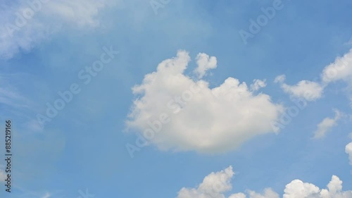 Timelapse of beautiful blue sky and white cloud with 4k resolution. The environment in the natural world.	
