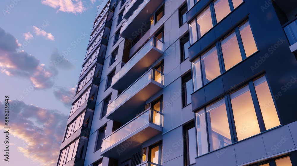 Contemporary residential building with glass façade Contemporary residential building with glass façade