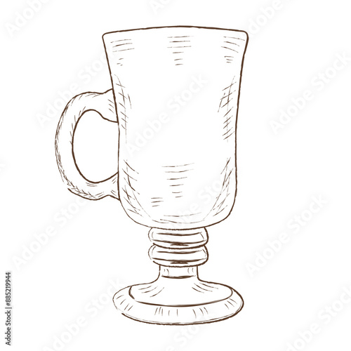 glass of latte, vector illustration, sketch