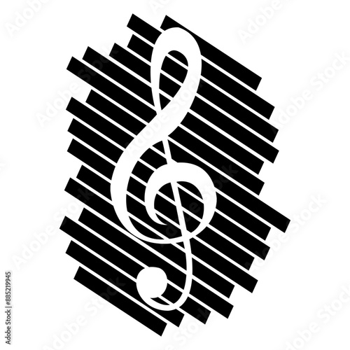 Music Clef Note Cool Lines Stripes Pattern French Violin Treble Musical Instrument Sound Love Icon Symbol Design