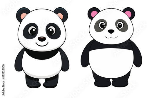 Set of cute panda vector illustration