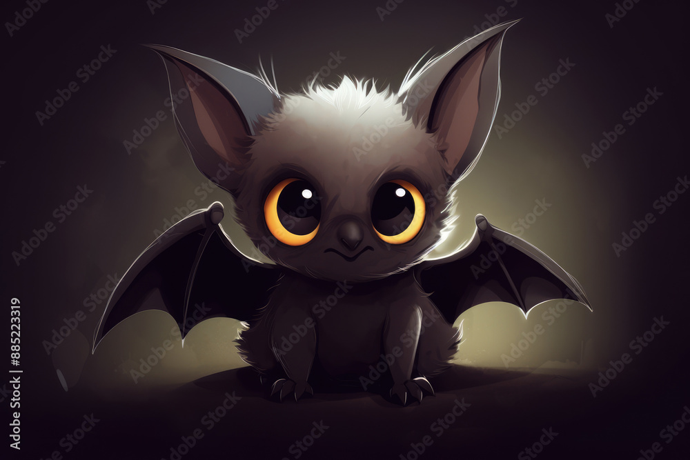 Fototapeta premium Cute smiling happy cartoon bat