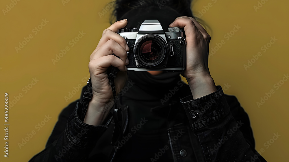world photography day, hands holding a camera isolated, 