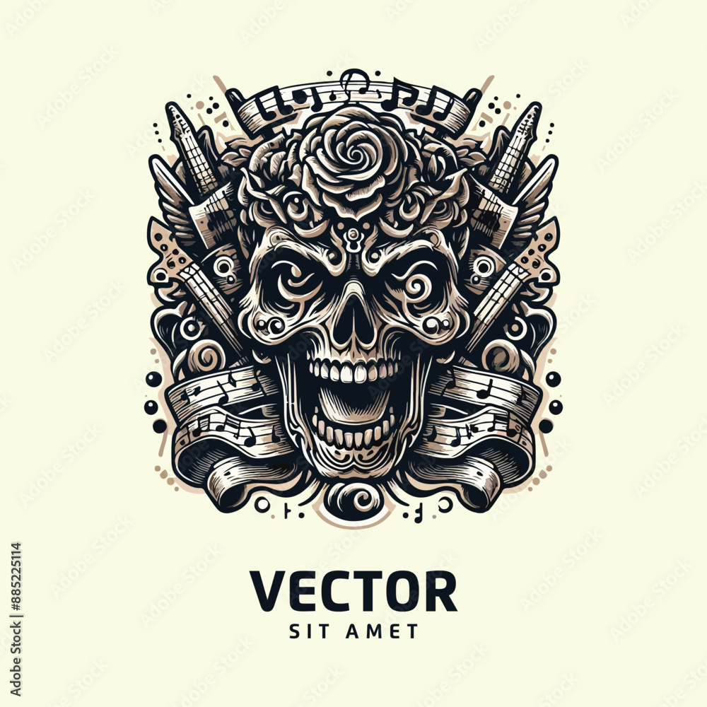 Fototapeta premium musik rock n roll design illustration vector