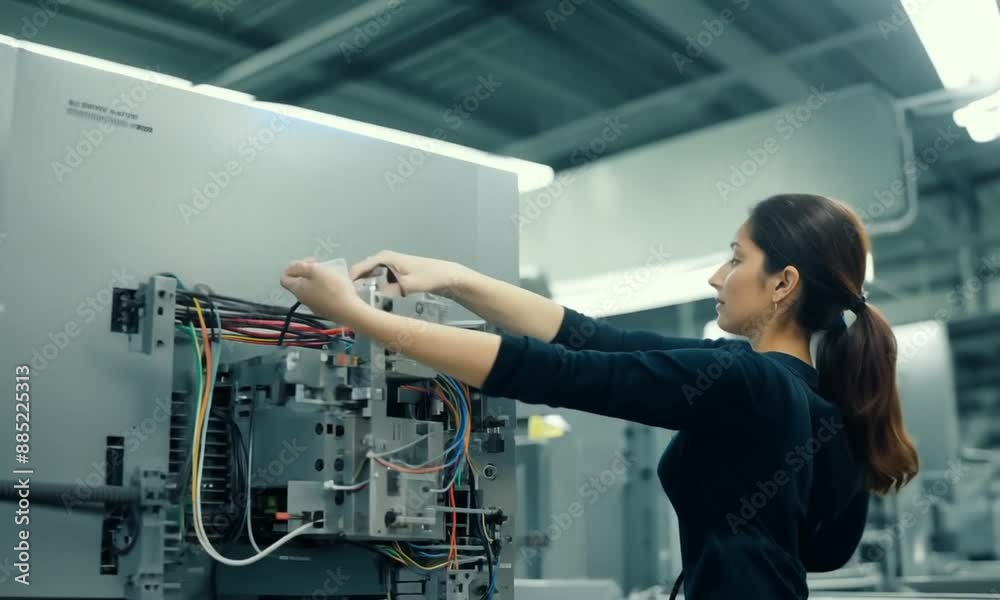 beautiful woman working in factory beautiful woman working in factory