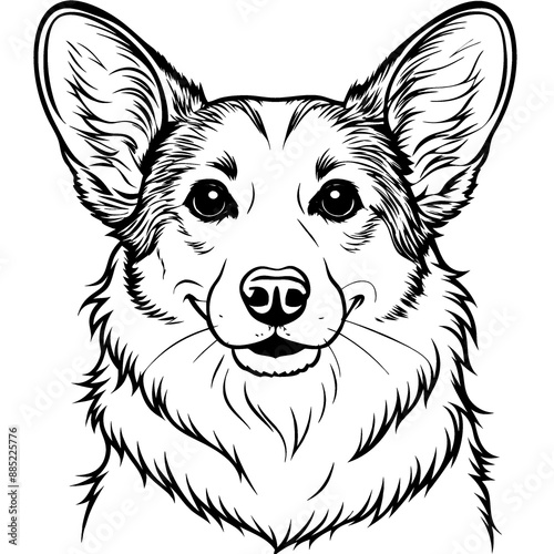 Corgi breed, Outline black image of a dog, PNG drawing of a dog, dog sublimation, linear drawing of puppies, black and white drawing of a dog 