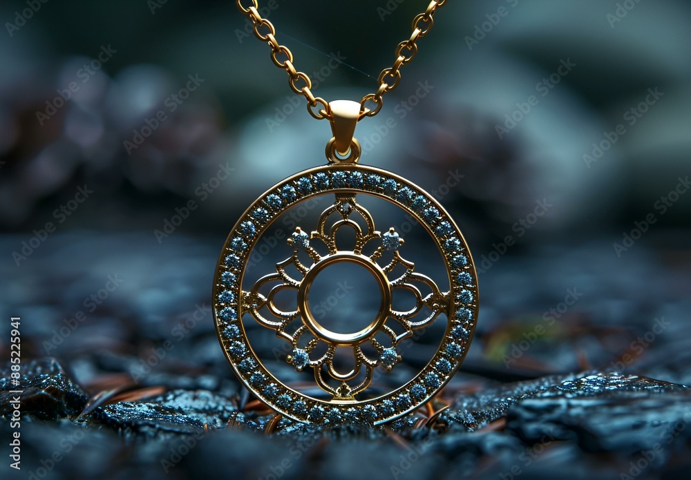 Gold pendant with circular design, perfect for adding a touch of elegance. Gold pendant with circular design, perfect for adding a touch of elegance.