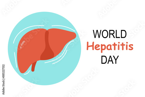 World Hepatitis Day. Healthy liver. Flat illustration on white background