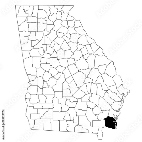 Map of Camden County in Georgia state on white background. single County map highlighted by black colour on Georgia map. UNITED STATES, US photo