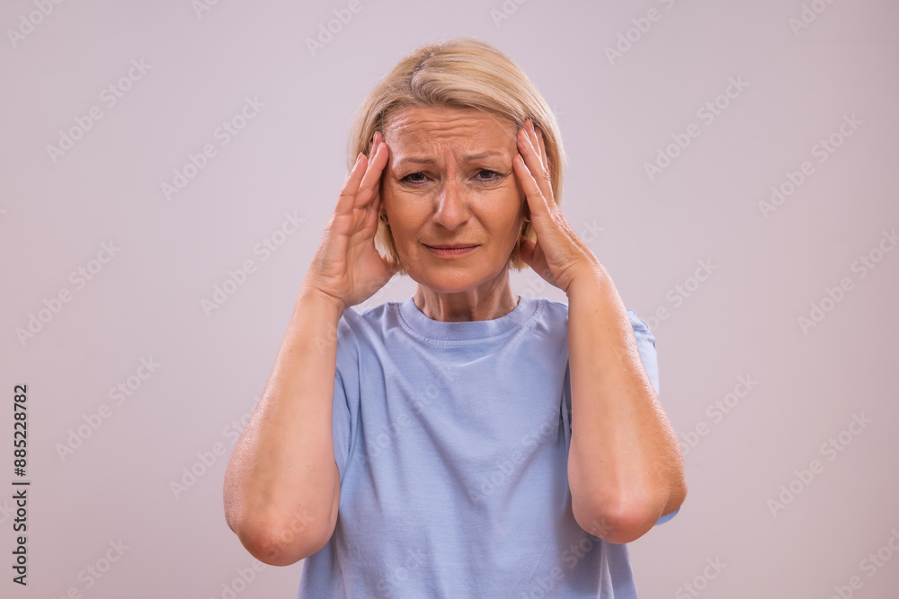 Mature woman is having a headache. Mature woman is having a headache.