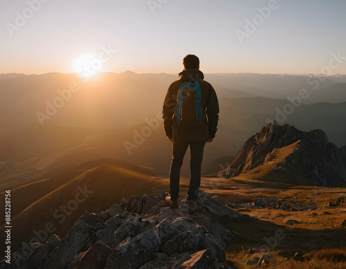 hiker on top of mountain