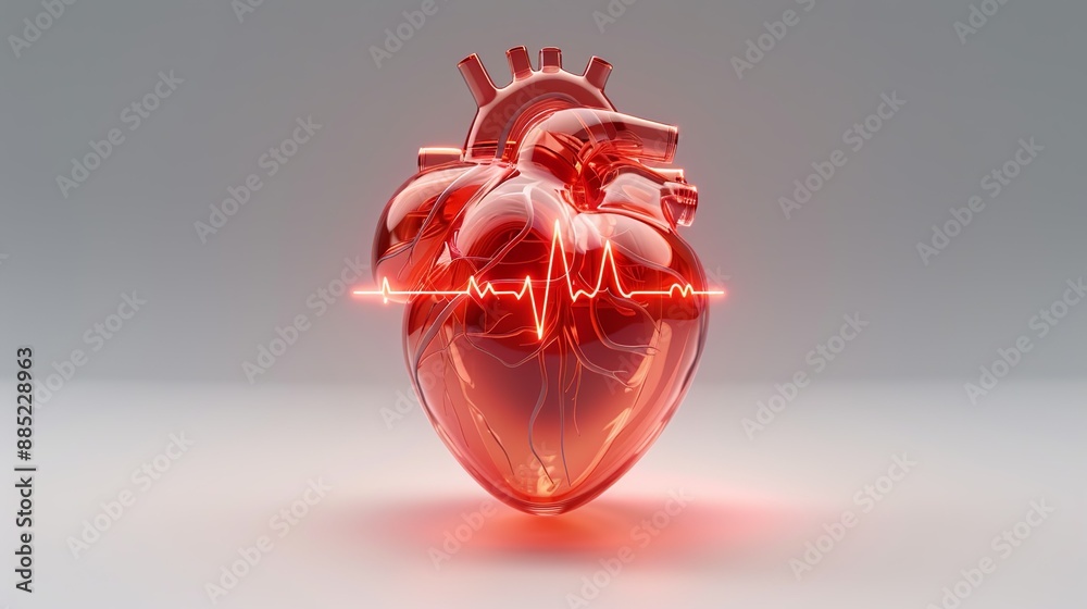 Minimalist graphic of a digital heart with pulse waves, symbolizing healthcare technology, medical innovation, and digital health solutions. Illustration, Image, , Minimalism, Minimalist graphic of a digital heart with pulse waves, symbolizing healthcare technology, medical innovation, and digital health solutions. Illustration, Image, , Minimalism,
