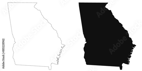 Georgia administrative map, Georgia outline and counties state map set - illustration version
