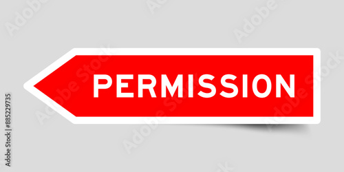 Red color arrow shape sticker label with word permission on gray background Free Download Red color arrow shape sticker label with word permission on gray background - GFXLoad