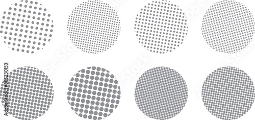 かわいいドット・ハーフトーンの円セット　ベクター　和風　和柄　Abstract dot circle, circle halftone geometric dot gradient