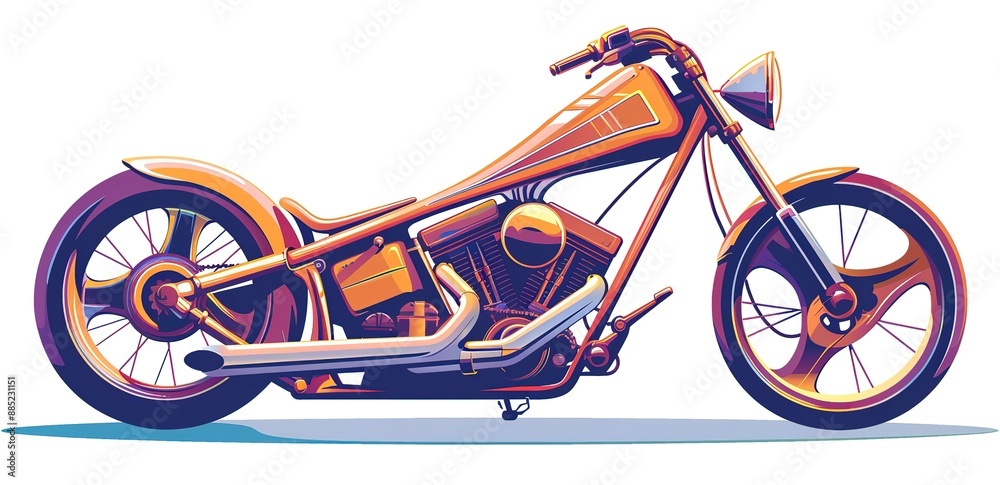 Fototapeta premium A unique yellow motorbike on a white background