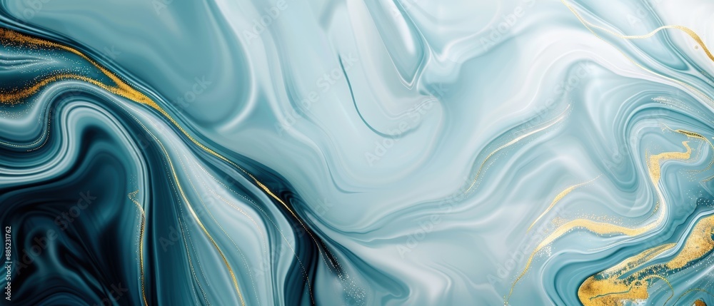 Fototapeta premium A mesmerizing abstract background with swirling, marbled colors in shades of blue and gold