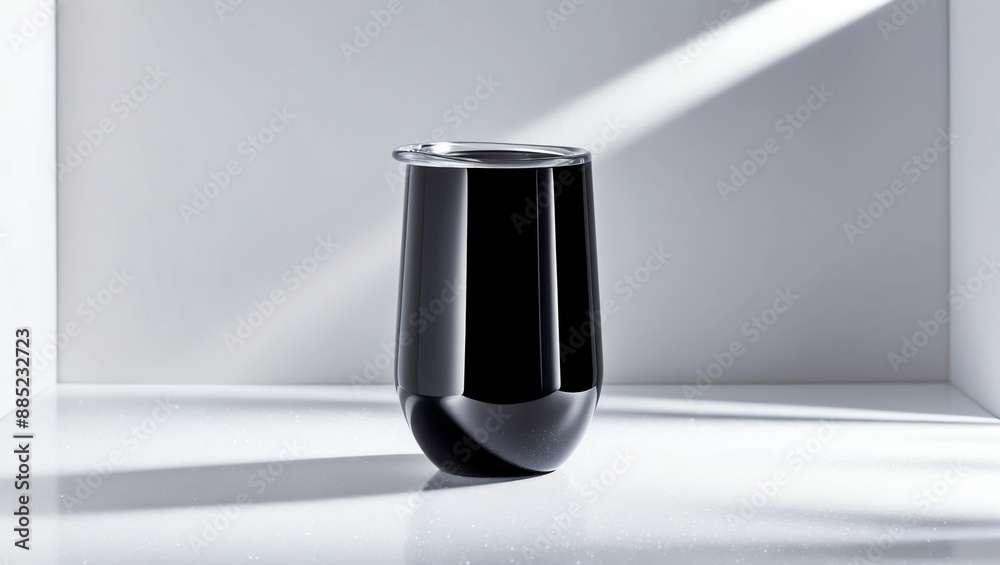 Black colored Acrylic tumbler on plain white background Black colored Acrylic tumbler on plain white background