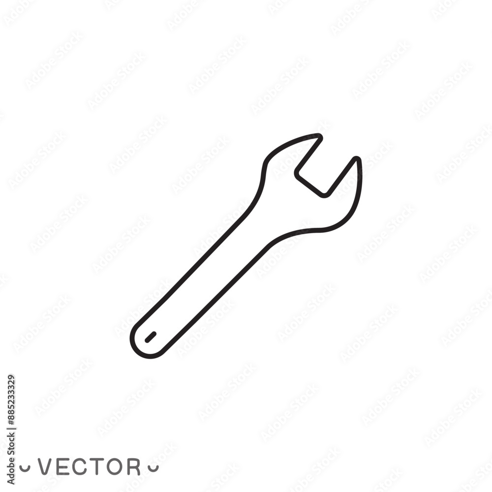 wrench icon, service, thin line symbol isolated on white background, editable stroke eps 10 vector illustration wrench icon, service, thin line symbol isolated on white background, editable stroke eps 10 vector illustration