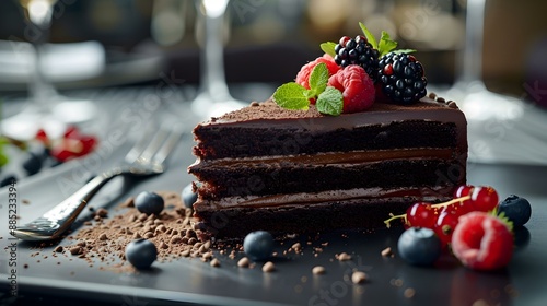 Dessert chocolate cake served in a luxury hotel picture