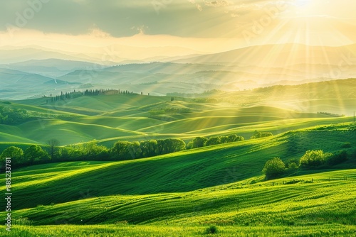 Sunrise Over Rolling Hills in Tuscany