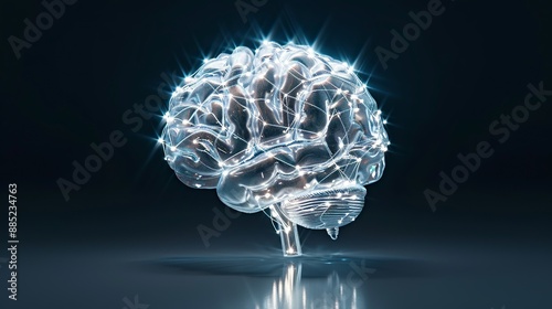 Abstract design of a digital brain with neural networks, symbolizing artificial intelligence and machine learning technologies. High Resolution picture, , Minimalism,