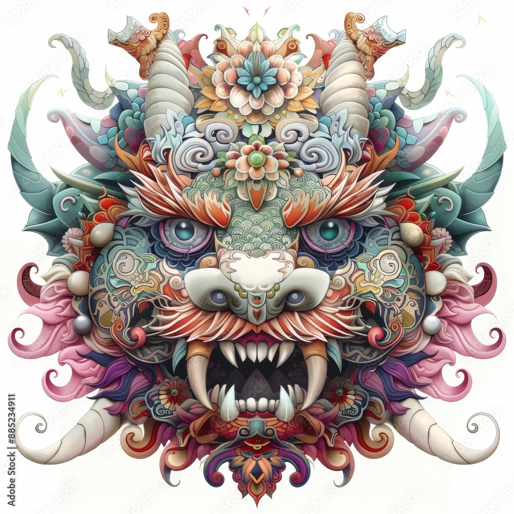 Fototapeta premium Epic Clash: Dragon x Monster x Demon - Vector Head Illustration