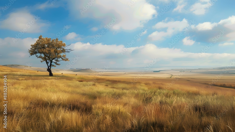 A steppe reserve with vast plains tall grasses image A steppe reserve with vast plains tall grasses image