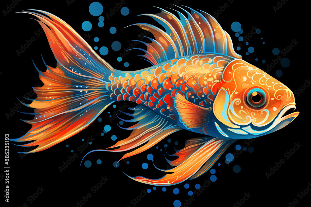 a colorful fish with a black background a colorful fish with a black background