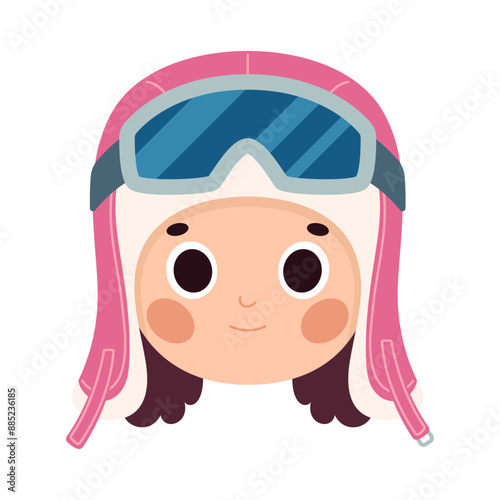 Cartoon portrait of a young athlete. Snowboarder or skier