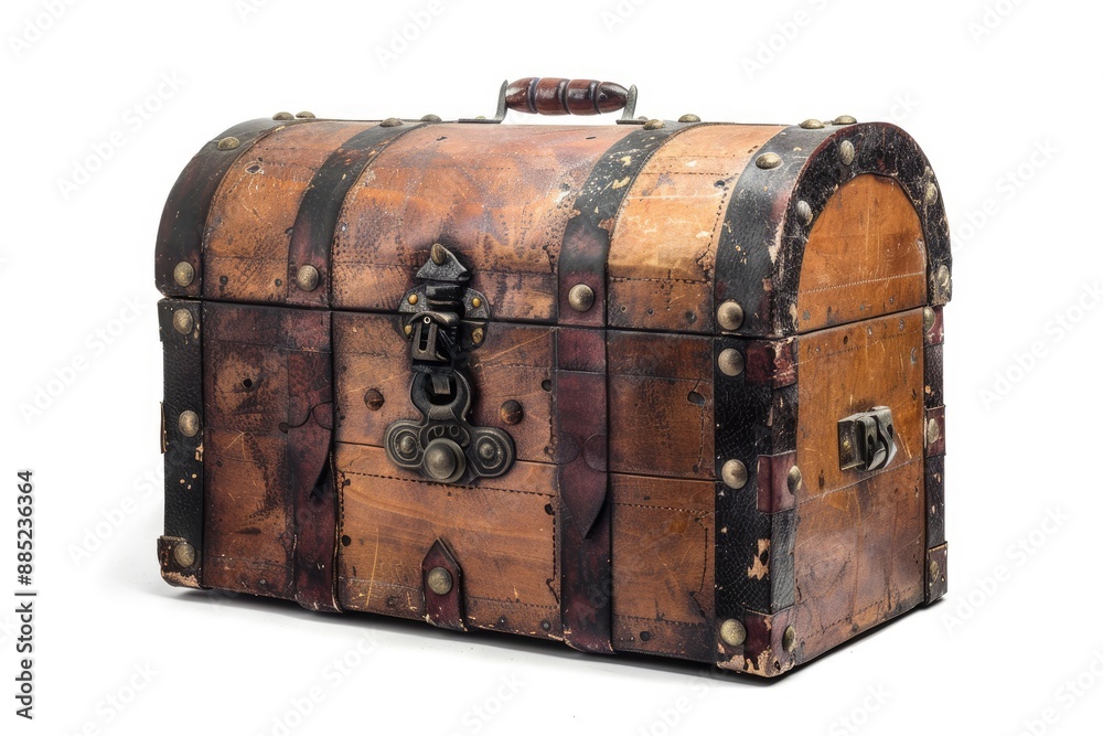 Antique chest on white background Antique chest on white background