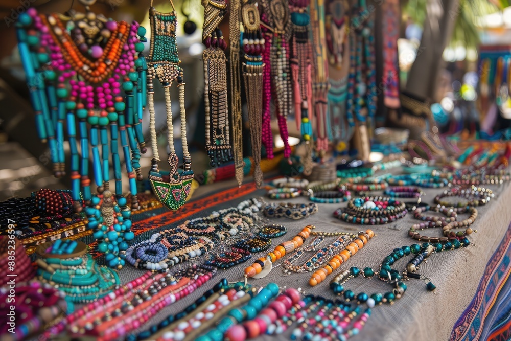 Art and craft market showcases accessories and jewelry Art and craft market showcases accessories and jewelry