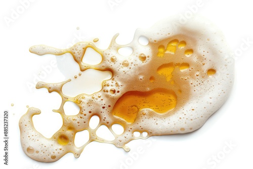 Beer spill on white background top view clipping path photo